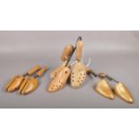 A selection of wooden and metal shoe trees/stretchers, to include, a pair of English made "Saxone"