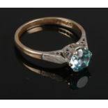 A 9ct gold blue zircon solitaire ring, assayed London 1966. Size M. 2.19g gross weight.