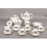 Wedgwood 'Hathaway Rose' coffee set, coffee pot, coffee cups/saucers, milk jug, tea plates etc