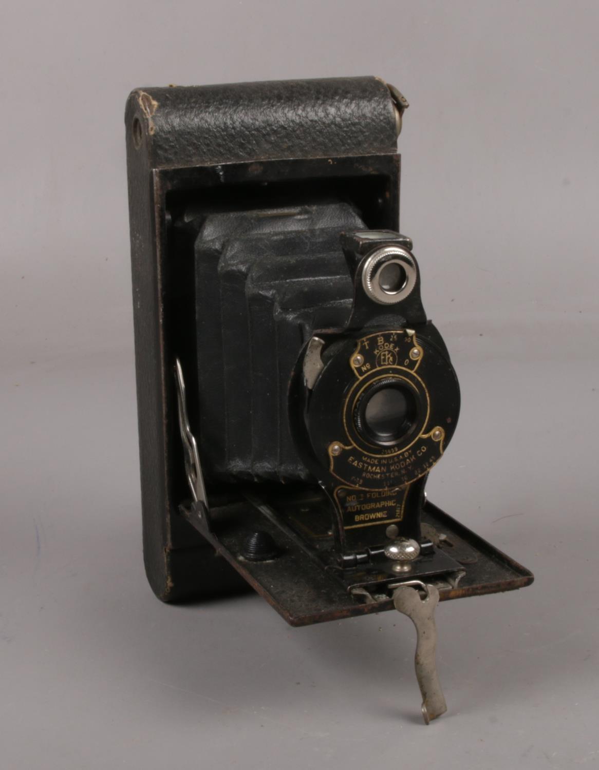 A Kodak No.3 Folding Autographic Brownie camera