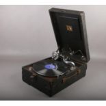 A HMV "His Master's Voice" wind-up gramophone.