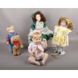 Four The Ashton- Drake Galleries Dolls, ' Alexander' cross stitch collection, 'Sunshine and