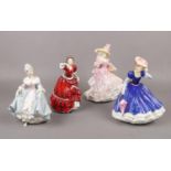 Four Royal Doulton figurines, 'Southern Belle' HN. 2425, 'Pauline' HN. 3643, Flowers of Love '