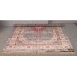 A duck egg blue ground Kashmir rug with traditional floral design. (240cm x 160cm).