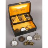 A box of mostly pocket watch spares and repairs to include silver pocket watch cases, large quantity