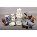 One box of miscellaneous, comprising of mostly ceramics, a Wedgewood Jasperware vase in Cobalt blue,