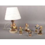 Five Goebel ceramic figures, Boy with Toothache Hum 217, Little Tailor Hum 308, Wash Day Hum 321