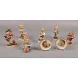 Six Goebel ceramic figures, Joyful Hum 53, Happiness Hum 86, Little Drummer Hum 240 to include Plate