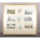 A framed collection of mostly seaside Victorian towns, including Blackpool, Scarborough and Filey,