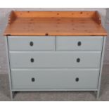 A modern part painted pine chest of 2 over 2 drawers. (85cm x 95cm)