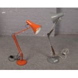 Two vintage Angle poise lamps Both working. Rust to top of base on grey lamp. Scratches to paintwork