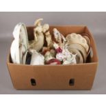 A box of miscellaneous, Portmeirion, Royal Albert, Royal Worcester examples, plates, figurines, etc