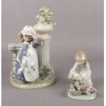 A Large Lladro figure 'Nina de Primavera' No. 5284, 29cm height to include lladro figure of a girl