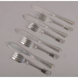 A set of four silver plated fish knives & forks.