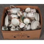 A box of ceramic teawares to include oriental, Norwegian examples etc.