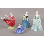 Four Royal Doulton figurines, 'Yvonne' HN. 3038, 'Elaine' HN.3214, 'Adrienne' HN.2304, 'Fiona' HN.