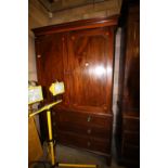 Inlaid mahogany press cupboard