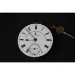 Victorian pocket watch movement by John Forrest, London, white enamelled dial with subsidiary