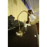 Brass Adjustable Desk Lamp & Vaseline Shade