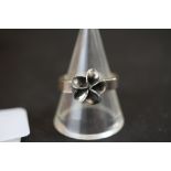 Adjustable silver flower hand ring- Singapore