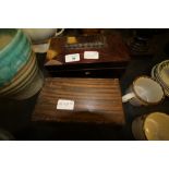 Rosewood tea caddy (A.F) and grained wood box