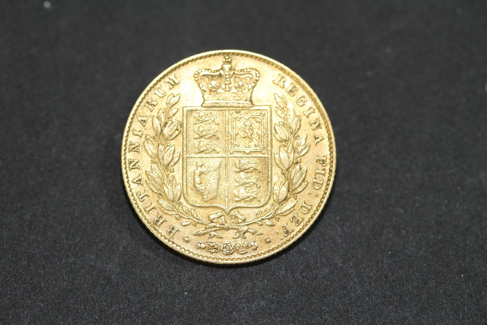 1844 young head sovereign - shield back