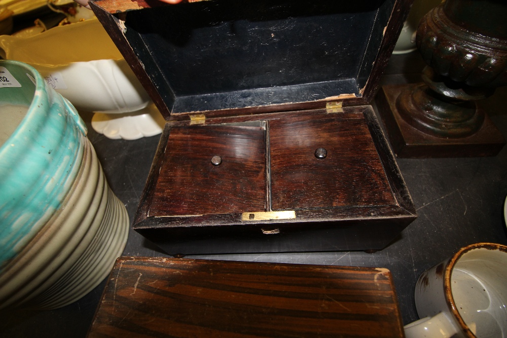 Rosewood tea caddy (A.F) and grained wood box - Image 2 of 3