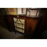 Edwardian figured mahogany display cabinet with central glazed door, 152cm wide x 46cm deep x