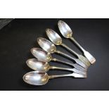 6 Victorian silver basting spoons