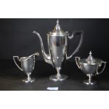 Early 20th Century Tiffany & Co sterling silver three-piece coffee service of Neo-Classical shape,