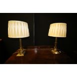 Pair of brass electric table lamps