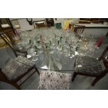 Glass top oval dining table