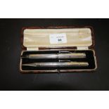 Silver cased fountain pen and pencil, Birmingham 1941 - cased