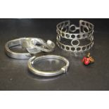 4 silver bangles