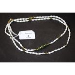 Mother-of-pearl and Jade bead necklace