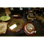 3 clocks, barometer & horseshoe mirror