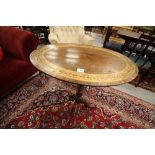 Oval inlaid George III top on tripod base