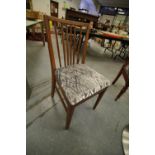 Two Victorian dining chairs and 4 mid-century chairs