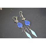 Pair of lapis earrings & turquoise earrings 925