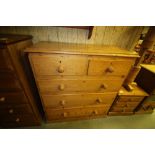 Victorian pine two over three chest of drawers