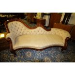 Reproduction Victorian style spoon back chaise longue