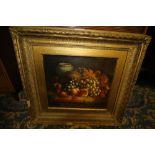 19th century American Hudson River school still life of fruit and vase- oil on canvas