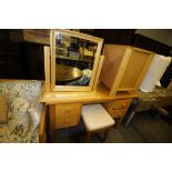 Modern dressing table with 2 swing mirrors and stool