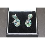 White metal and abalone shell 'turtle' earrings
