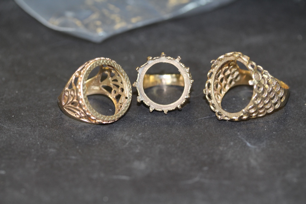 3 9ct Gold ring mounts 18g