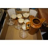 Hornsea Saffron 6pc coffee service & 6 glass dishes