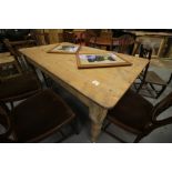 Large Victorian pine kitchen table