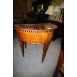 19th Century mahogany and walnut veneered demi-lune side table of Dutch design, fitted two
