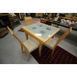 Modern Beech effect dining table and 4 chairs