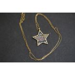 Silver gilt stone set star pendant and chain